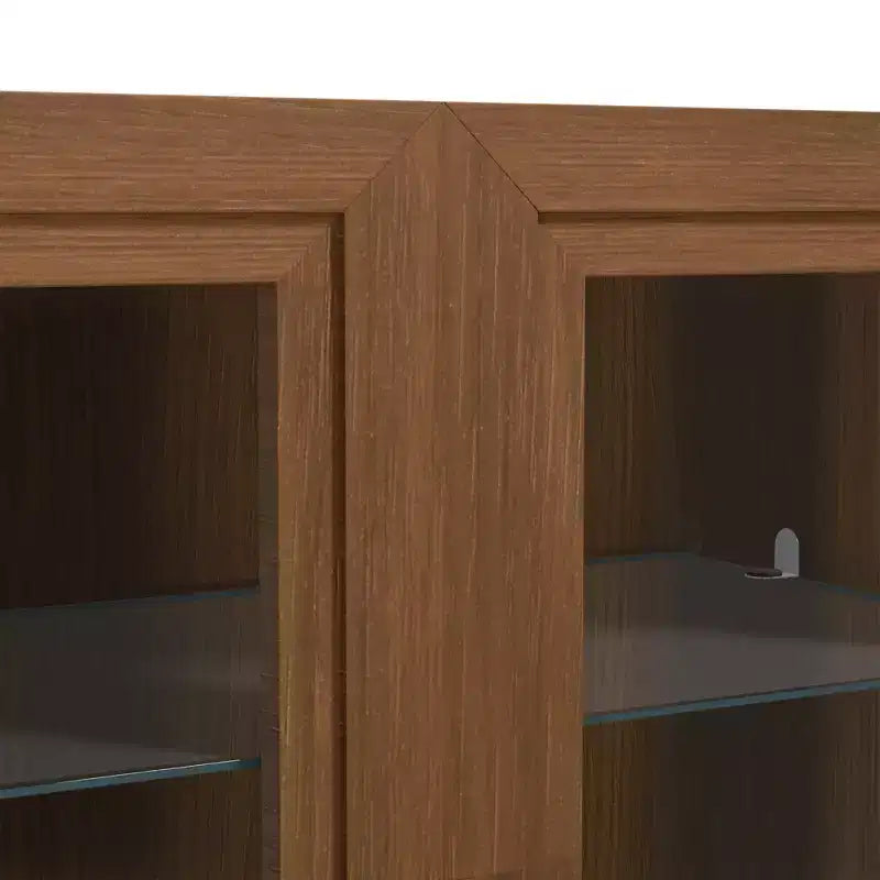 Aparador de 3 cuerpos con puertas de cristal y estantes ajustables - 93Lx31H