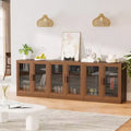 3-Set Glass Door Sideboard Buffet Storage Cabinets with Adjustable Shelves - 93Lx31H