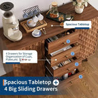 Aparador con 4 cajones, aparador tipo buffet con almacenamiento, aparadores modernos de mediados de siglo con 2 puertas, para cocina, comedor, sala de estar
