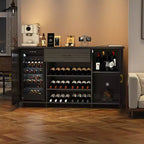 Armario de bar para vinos de 71'', aparador moderno con cajón de almacenamiento y estante ajustable, mesa de bar de café industrial con botelleros para cocina