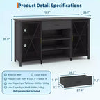 Armario de bar para vinos de 71'', aparador moderno con cajón de almacenamiento y estante ajustable, mesa de bar de café industrial con botelleros para cocina