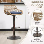 2 taburetes giratorios de bar con reposapiés, estructura de metal, capacidad de carga de hasta 250 lbs, sillas de bar retro de altura ajustable de 35.04 a 42.9 pulgadas