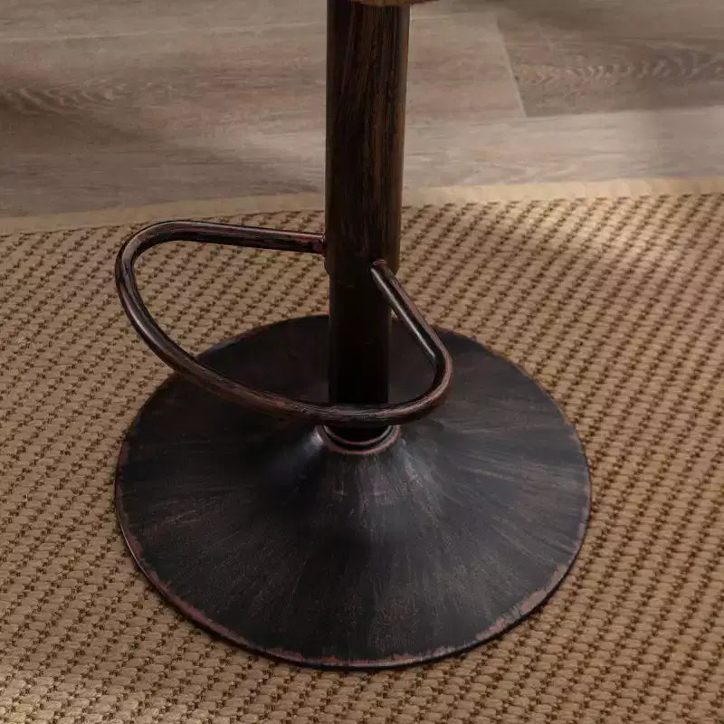 2 taburetes giratorios de bar con reposapiés, estructura de metal, capacidad de carga de hasta 250 lbs, sillas de bar retro de altura ajustable de 35.04 a 42.9 pulgadas