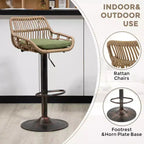 2 taburetes giratorios de bar con reposapiés, estructura de metal, capacidad de carga de hasta 250 lbs, sillas de bar retro de altura ajustable de 35.04 a 42.9 pulgadas