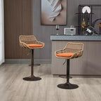 2 taburetes giratorios de bar con reposapiés, estructura de metal, capacidad de carga de hasta 250 lbs, sillas de bar retro de altura ajustable de 35.04 a 42.9 pulgadas