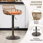 2 taburetes giratorios de bar con reposapiés, estructura de metal, capacidad de carga de hasta 250 lbs, sillas de bar retro de altura ajustable de 35.04 a 42.9 pulgadas