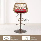 2 taburetes giratorios de bar con reposapiés, estructura de metal, capacidad de carga de hasta 250 lbs, sillas de bar retro de altura ajustable de 35.04 a 42.9 pulgadas