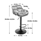 2 taburetes giratorios de bar con reposapiés, estructura de metal, capacidad de carga de hasta 250 lbs, sillas de bar retro de altura ajustable de 35.04 a 42.9 pulgadas