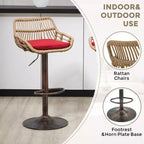 2 taburetes giratorios de bar con reposapiés, estructura de metal, capacidad de carga de hasta 250 lbs, sillas de bar retro de altura ajustable de 35.04 a 42.9 pulgadas