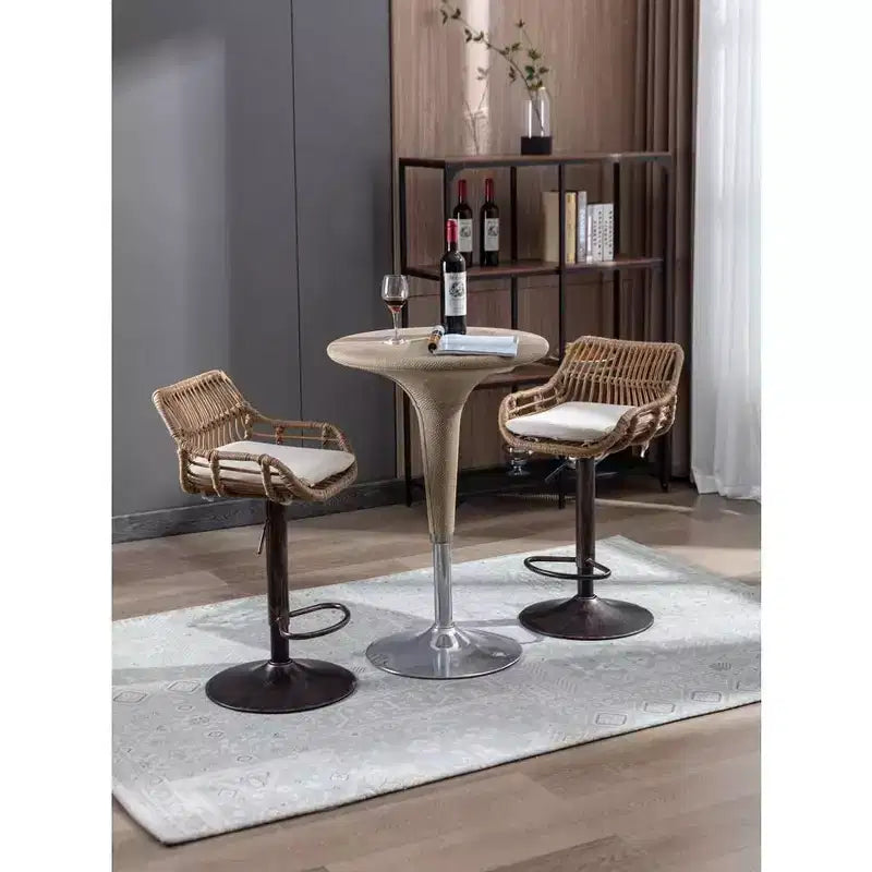 2 taburetes giratorios de bar con reposapiés, estructura de metal, capacidad de carga de hasta 250 lbs, sillas de bar retro de altura ajustable de 35.04 a 42.9 pulgadas
