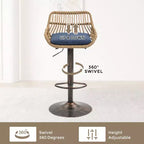 2 taburetes giratorios de bar con reposapiés, estructura de metal, capacidad de carga de hasta 250 lbs, sillas de bar retro de altura ajustable de 35.04 a 42.9 pulgadas