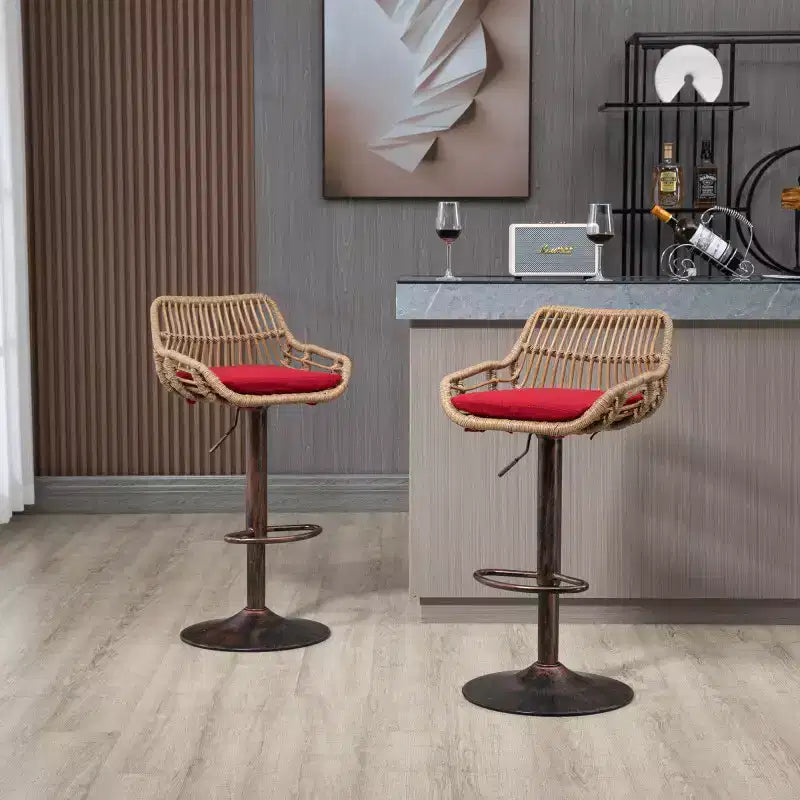 2 taburetes giratorios de bar con reposapiés, estructura de metal, capacidad de carga de hasta 250 lbs, sillas de bar retro de altura ajustable de 35.04 a 42.9 pulgadas