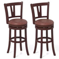 Costway 30 Bar Height Swivel Barstools Set of 2/4 High Backs & Footrests Solid Wood