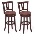 Costway 30 Bar Height Swivel Barstools Set of 2/4 High Backs & Footrests Solid Wood
