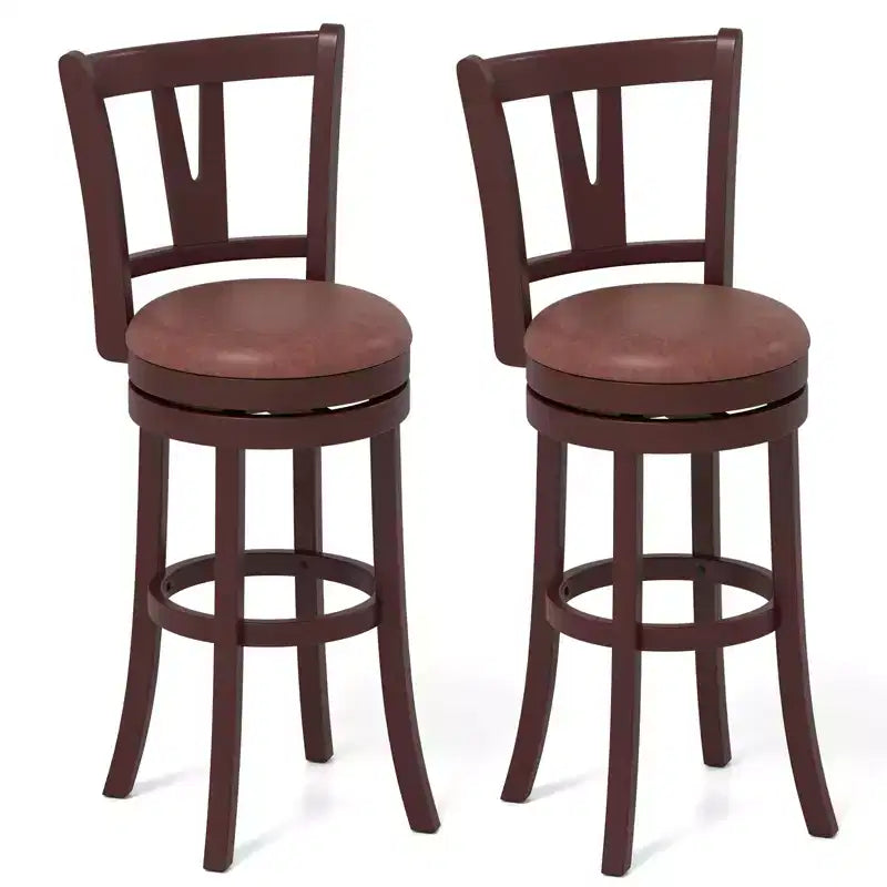 Costway 30 Bar Height Swivel Barstools Set of 2/4 High Backs & Footrests Solid Wood