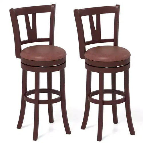 Costway 30 Bar Height Swivel Barstools Set of 2/4 High Backs & Footrests Solid Wood