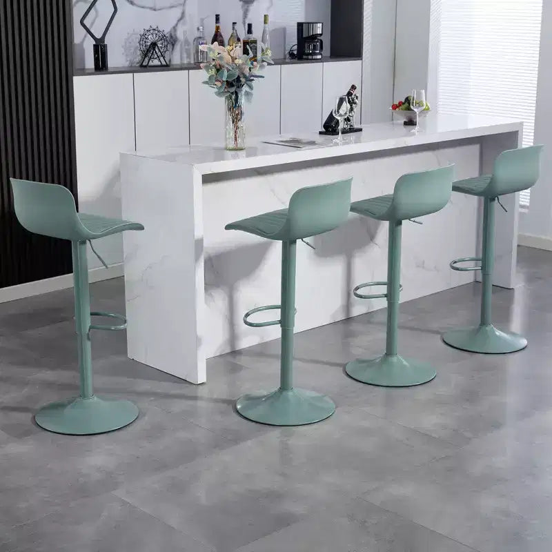Juego de 2 taburetes de bar giratorios ajustables en altura con base grande y robusta, sillas de mostrador de cuero sin reposabrazos para comedores
