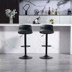 Juego de 2 taburetes de bar giratorios ajustables en altura con base grande y robusta, sillas de mostrador de cuero sin reposabrazos para comedores
