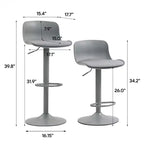 Juego de 2 taburetes de bar giratorios ajustables en altura con base grande y robusta, sillas de mostrador de cuero sin reposabrazos para comedores