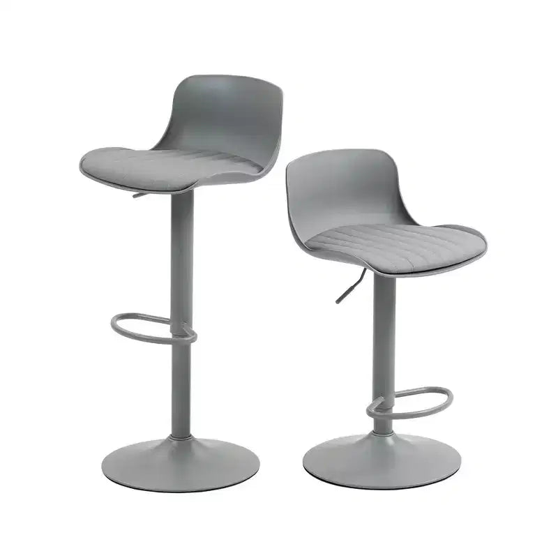 Juego de 2 taburetes de bar giratorios ajustables en altura con base grande y robusta, sillas de mostrador de cuero sin reposabrazos para comedores