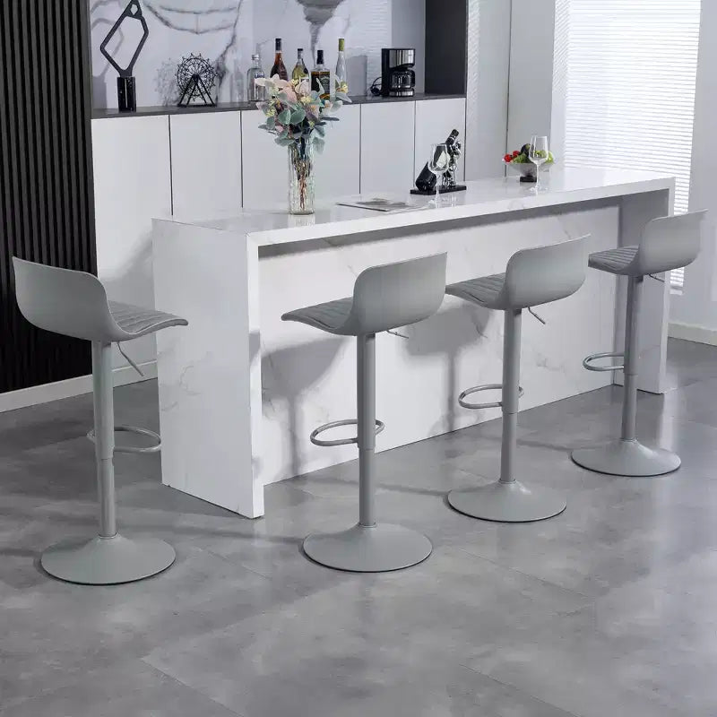Juego de 2 taburetes de bar giratorios ajustables en altura con base grande y robusta, sillas de mostrador de cuero sin reposabrazos para comedores