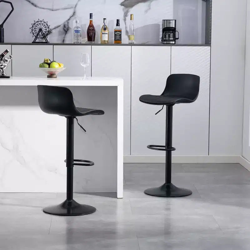 Okak Set of 2 Swivel Adjustable Height Bar Stools with Sturdy Large Base,Armless Leather Counter Chairs for Dining Rooms