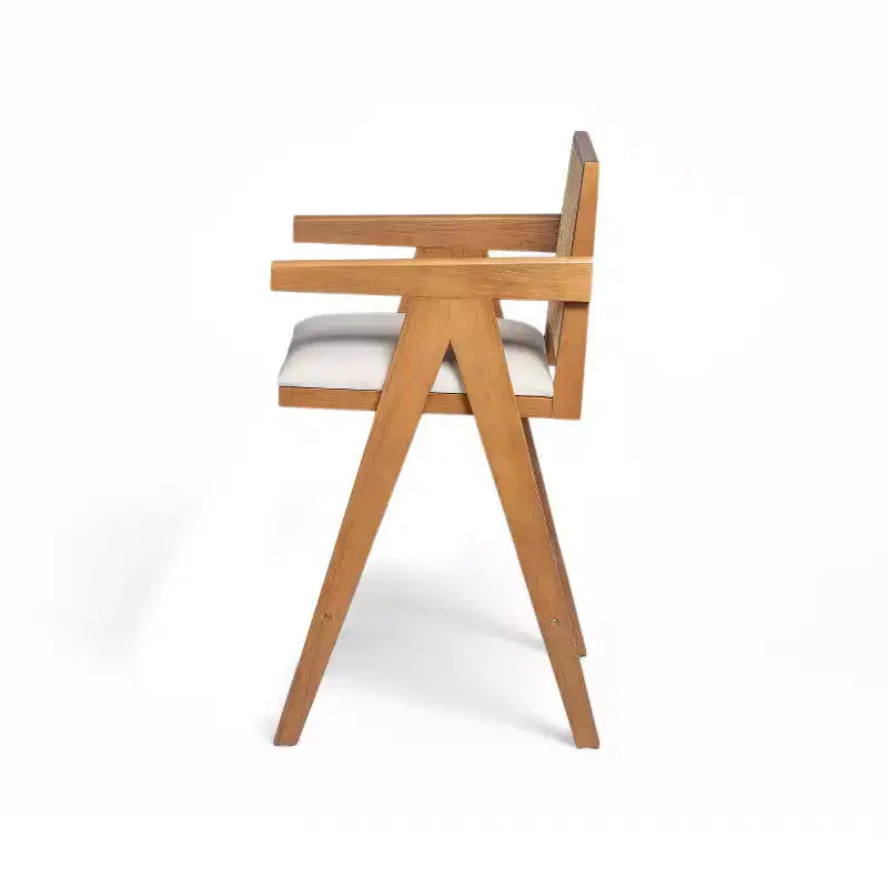 Juego de 2 taburetes de bar de madera maciza a la altura de la encimera para comedores, sillones para isla de cocina con acabado natural y respaldo de ratán