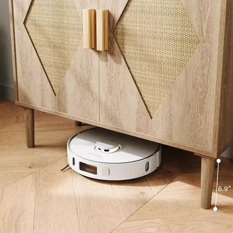Aparador de madera natural con puertas de ratán y estantes ajustables, unidad de almacenamiento independiente para la sala de estar, la entrada y la decoración del comedor