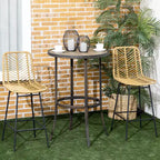 Juego de 2 Taburetes de Bar de Ratán, Taburetes de Barra de Mimbre con Patas de Acero y Reposapiés para Comedor, Cocina, Pub, Amarillo