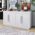 Whisen Retro 4-door Sideboard with Adjustable Shelves and Silver Handles for Kitchen, Dining Room, Living Room