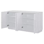 Aparador retro de 4 puertas con estantes ajustables y tiradores plateados para cocina, comedor, sala de estar