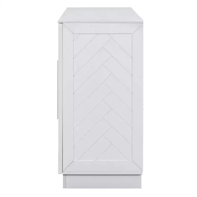 Aparador retro de 4 puertas con estantes ajustables y tiradores plateados para cocina, comedor, sala de estar