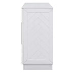 Aparador retro de 4 puertas con estantes ajustables y tiradores plateados para cocina, comedor, sala de estar