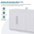 Aparador retro de 4 puertas con estantes ajustables y tiradores plateados para cocina, comedor, sala de estar