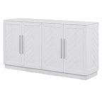 Aparador retro de 4 puertas con estantes ajustables y tiradores plateados para cocina, comedor, sala de estar