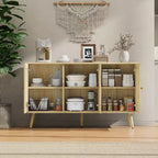 Mueble aparador/credenza de ratán de 3 puertas con almacenamiento, independiente para cocina y comedor