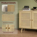 Mueble aparador/credenza de ratán de 3 puertas con almacenamiento, independiente para cocina y comedor