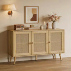 Mueble aparador/credenza de ratán de 3 puertas con almacenamiento, independiente para cocina y comedor