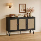 Mueble aparador/credenza de ratán de 3 puertas con almacenamiento, independiente para cocina y comedor