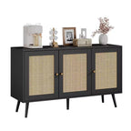 Mueble aparador/credenza de ratán de 3 puertas con almacenamiento, independiente para cocina y comedor