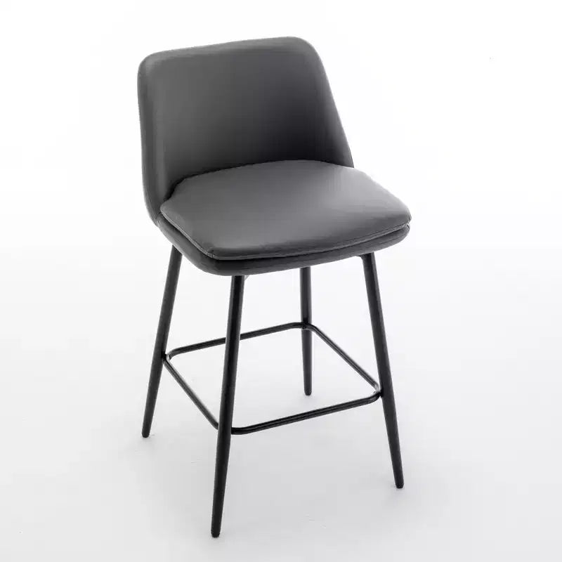Juego de 2 taburetes de bar de altura de mostrador con giro de 360°, taburetes de bar tapizados en lino con respaldo y patas de metal, para isla de cocina, pub en casa