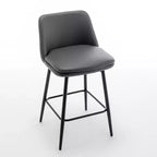 Juego de 2 taburetes de bar de altura de mostrador con giro de 360°, taburetes de bar tapizados en lino con respaldo y patas de metal, para isla de cocina, pub en casa