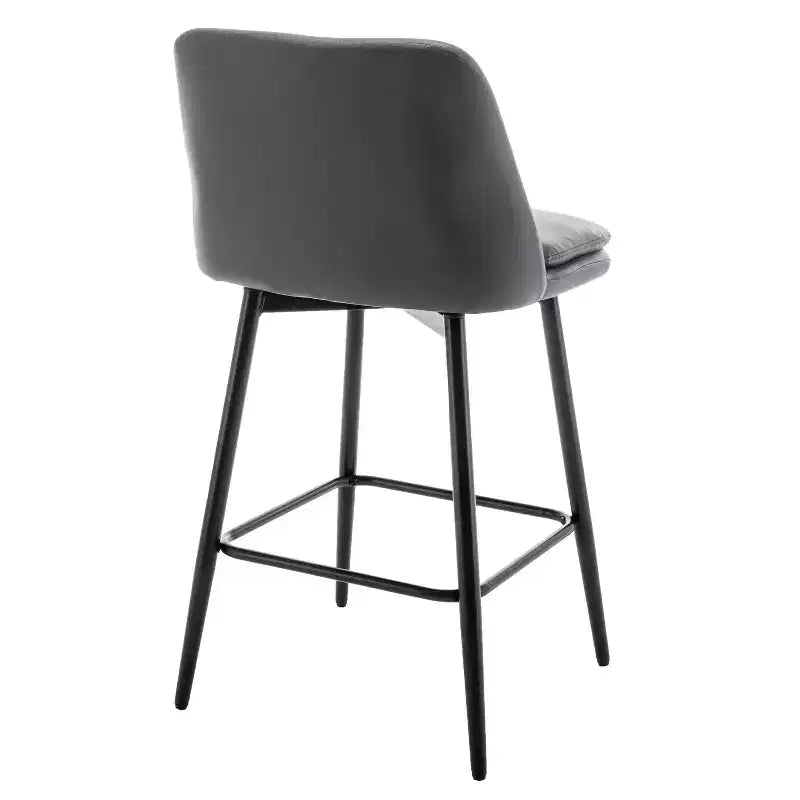 Juego de 2 taburetes de bar de altura de mostrador con giro de 360°, taburetes de bar tapizados en lino con respaldo y patas de metal, para isla de cocina, pub en casa