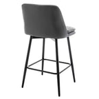 Juego de 2 taburetes de bar de altura de mostrador con giro de 360°, taburetes de bar tapizados en lino con respaldo y patas de metal, para isla de cocina, pub en casa