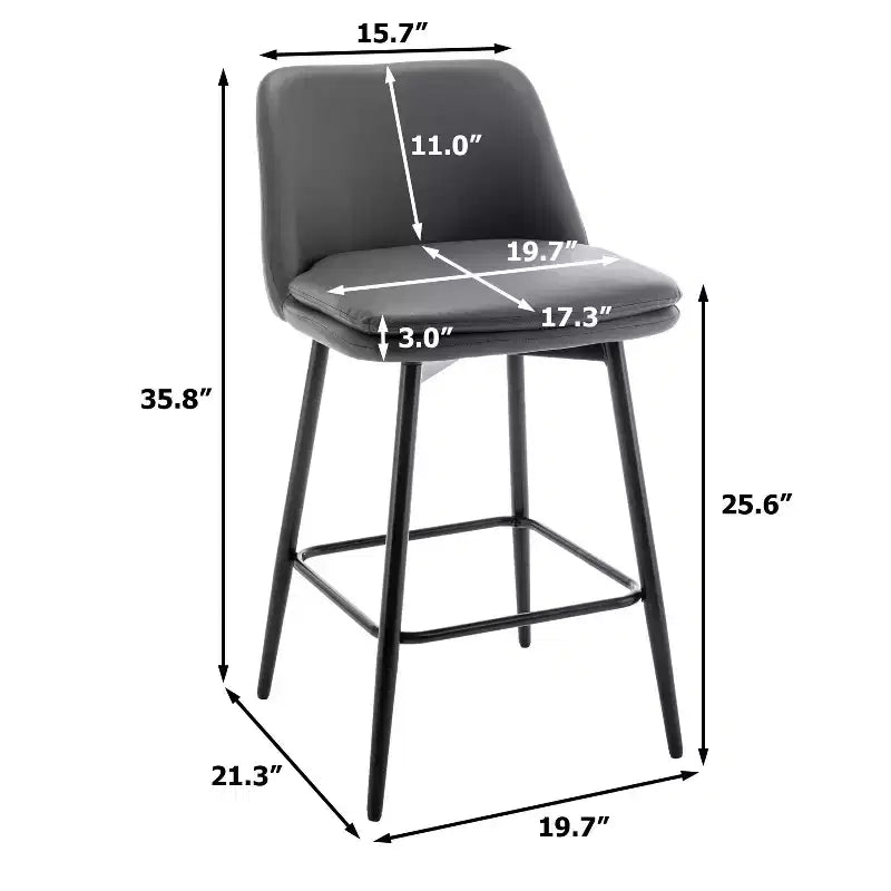 Juego de 2 taburetes de bar de altura de mostrador con giro de 360°, taburetes de bar tapizados en lino con respaldo y patas de metal, para isla de cocina, pub en casa