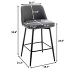 Juego de 2 taburetes de bar de altura de mostrador con giro de 360°, taburetes de bar tapizados en lino con respaldo y patas de metal, para isla de cocina, pub en casa