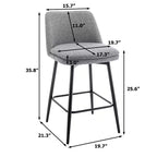 Juego de 2 taburetes de bar de altura de mostrador con giro de 360°, taburetes de bar tapizados en lino con respaldo y patas de metal, para isla de cocina, pub en casa