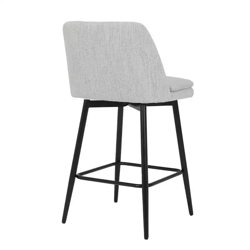 Juego de 2 taburetes de bar de altura de mostrador con giro de 360°, taburetes de bar tapizados en lino con respaldo y patas de metal, para isla de cocina, pub en casa