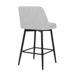Juego de 2 taburetes de bar de altura de mostrador con giro de 360°, taburetes de bar tapizados en lino con respaldo y patas de metal, para isla de cocina, pub en casa