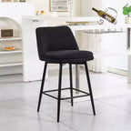 Juego de 2 taburetes de bar de altura de mostrador con giro de 360°, taburetes de bar tapizados en lino con respaldo y patas de metal, para isla de cocina, pub en casa